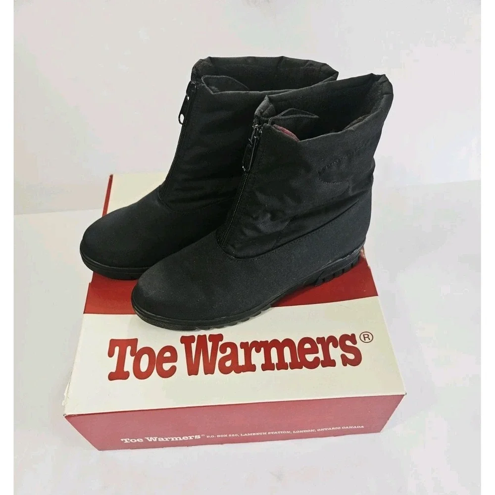 Womens 8W Toe Warmer T97806 Waterproof‎ Black Ankle Boots Made in Canada